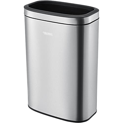 Global Industrial 10-1/2 Gallon Stainless Steel Slim Open Top Receptacle - Image 2
