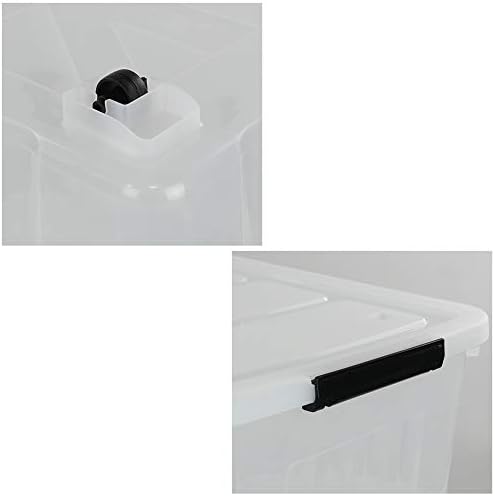 Kekow 70 L Clear Large Storage Box, Plastic Latch Box with Wheels, 4-Pack