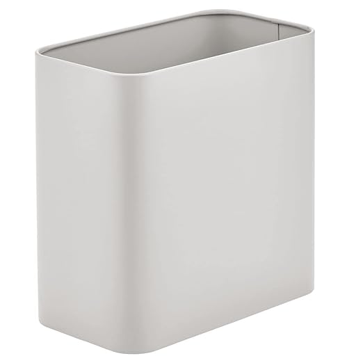 mDesign Small Metal 2.4 Gallon Trash Can Wastebasket Garbage Bin - Image 5