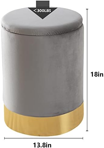 Velvet Storage Ottoman Multipurpose Footrest Stool with Metal Base Modern Rou...