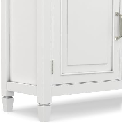 SIMPLIHOME Connaught 40" Wide Solid Wood Storage Cabinet in White