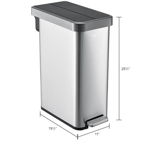 Global Industrial 12 Gallon Stainless Steel Slim Trash Can, Rectangular - Image 6