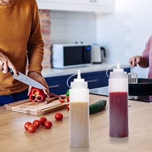 Condiment Squeeze Bottles Ketchup Dispenser 2PCS 24 oz Plastic Sauce Squirt - Image 5