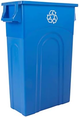United Solutions Highboy Recycling Container, 23 Gallon, Space Saving Slim Profile and Easy Bag Removal for Indoor or Outdoor use, Recycle Blue (TI0033)