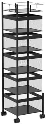 Fruit and Vegetable Basket for Kitchen No Assembly， Rotating Storage Rack,Bat...
