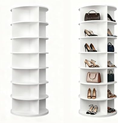 Shoe Organizer 7-Tier Spinning Shoe Rack - 360° Rotating Storage Organizer fo...