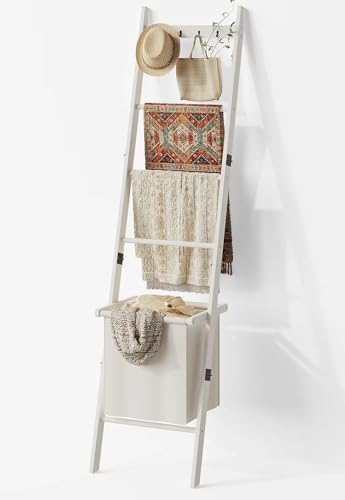 BAMBANG 6-Tier Blanket Ladder for Living Room, Blanket Quilt Ladder Rack Rust...