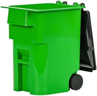 Miniature Green Trash Can with Lid & Wheels for Wrestling Action Figures