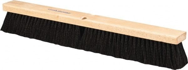 PRO SOURCE 24" Push Broom Head: Poly Bristles, Threaded Wood Block by PROSOURCE