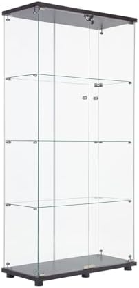 Modern 4-Tier Shelf Glass Curio Collection Display Case Cabinet with 2 Door i...