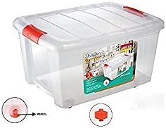 AIR O MATIC ARISTO Multipurpose Plastic Storage Container Box with Wheels 45 ...