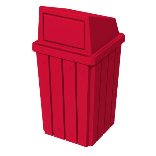 32 Gallon Square Slatted 100% Recycled Plastic Heavy Duty Outdoor Trash Can by SturdyEssentials