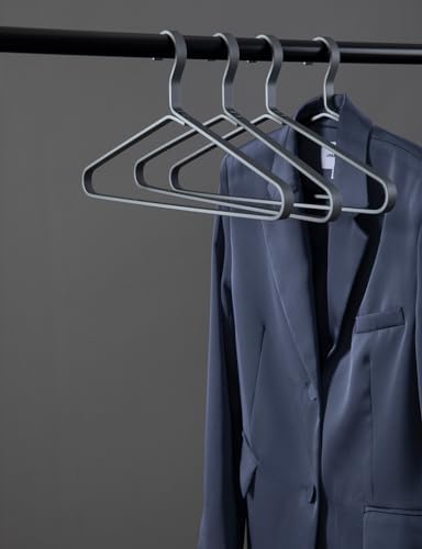 Premium Matte Silvery Aluminum Coat Hangers 6 Piece Set, 17.7” Extra Smooth &...