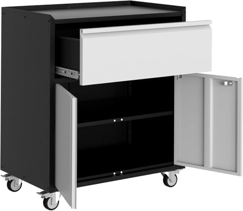 Metal Storage Cabinet with Wheels, Heavy Duty Rolling Tool Cabinet with Adjus...