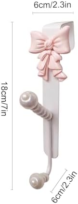 3 Packs Pink Bow Knot Over The Door Hooks,Metal Dual Hook Hanger for Coats, J...