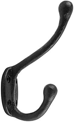 Renovators Supply Manufacturing Double Wall Hook, Wrought Iron Black Powder C...