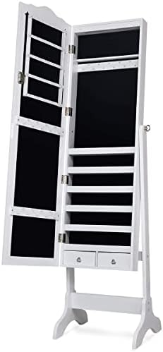 Giantex Jewelry Armoire Organizer with Full Length Mirror, 14 LEDs Floor Stan...