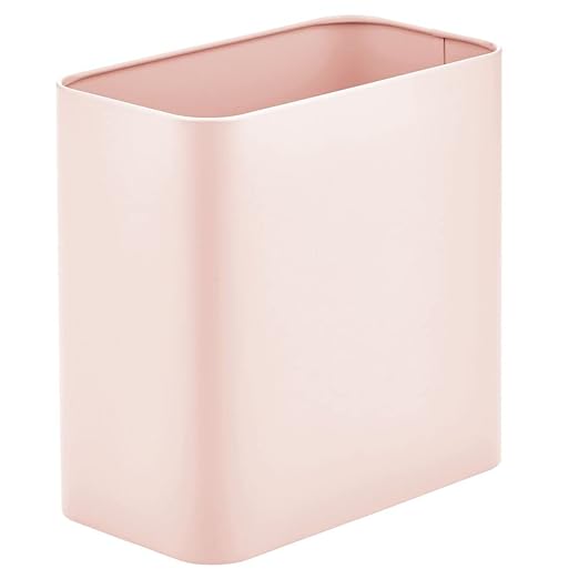 mDesign Metal Wastepaper Bin — Compact Rectangular Bathroom Bin — Rubbish Basket - Image 5