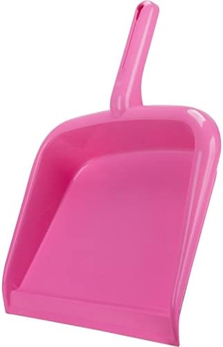 SPARTA Handheld Dustpan with Handle, Cleaning Essentials for Home and Commercial Use, 10", Bright Pink