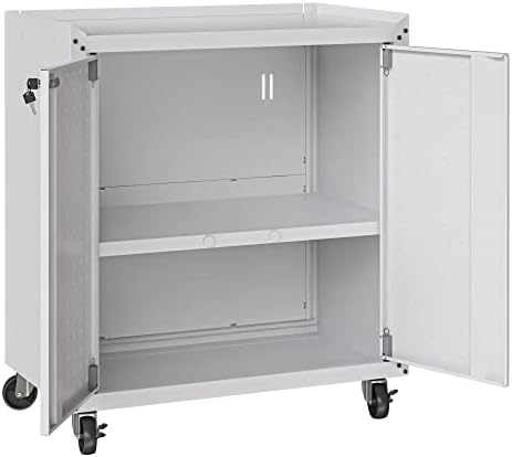 Manhattan Comfort Fortress Rolling Garage Storage Cabinet with 2 Adjustable S...