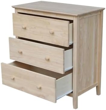 International Concepts Dresser with 3 Drawers, Unfinished