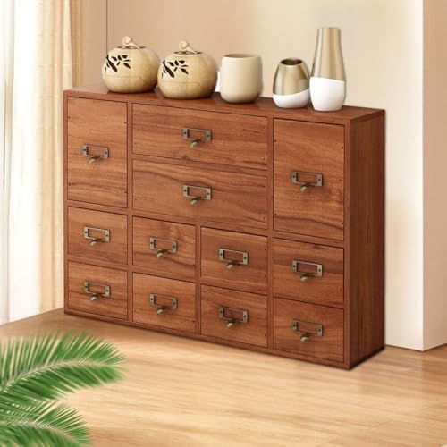 12 Drawers Apothecary Cabinet with Label Slot & Metal Handle, Tabletop St...