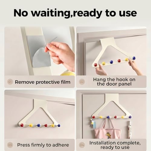 Over Door Hook No Drill Heavy Duty Hanger Organizer Bags (Mixed 2 Colors)
