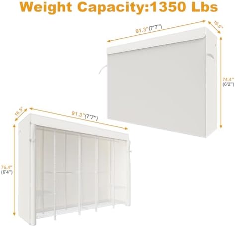 ULIFHOME H50C Clothes Rack with Cover, Large Covered Clothing Rack, White