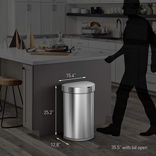 simplehuman 45 Liter / 12 Gallon Semi-Round Automatic Sensor Trash Can - Image 3