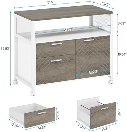 Tribesigns Modern File Cabinet with Drawers for Letter-Sized File and Door, L...