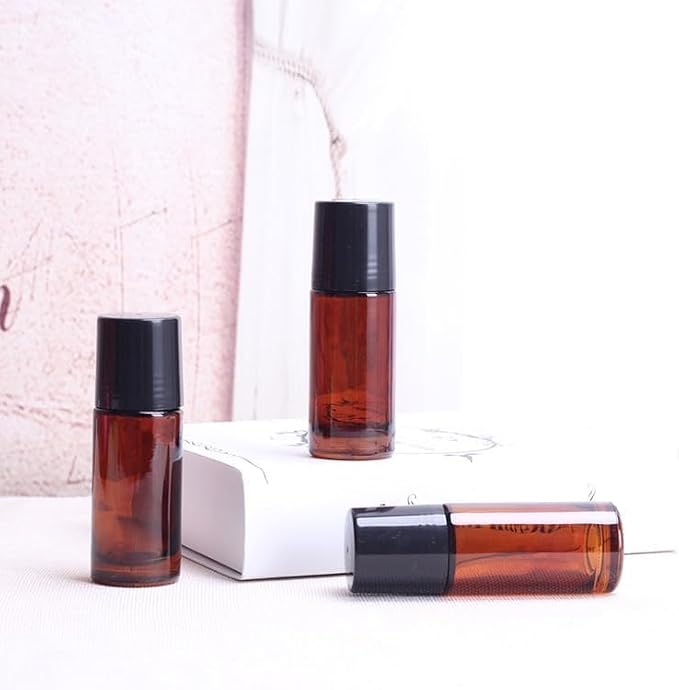 2Pcs Brown Glass Essential Oil Roller Bottles Refillable Roll on Bottles Empty - Image 4
