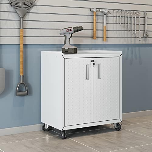 Manhattan Comfort Fortress Rolling Garage Storage Cabinet with 2 Adjustable S...
