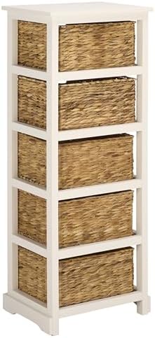 SAFAVIEH Vedette 5-Basket Wood Dresser Chest, 46" Vintage White AMH5739B