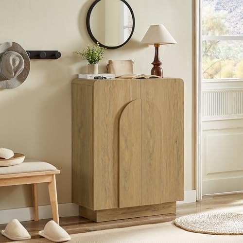 ONBRILL Shoe Storage Cabinet,13.8" D x 31.6" W x 43.3" H, Oak
