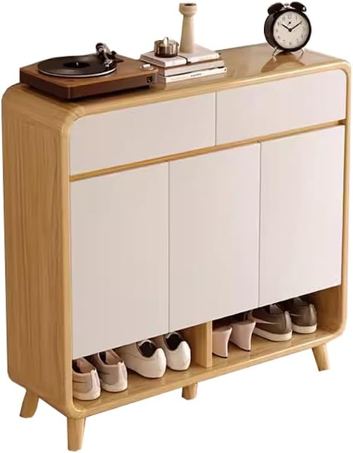 6 Tier Wooden Shoe Cabinet,Storage Cabinet with Drawers Narrow Shoe Cabinet S...