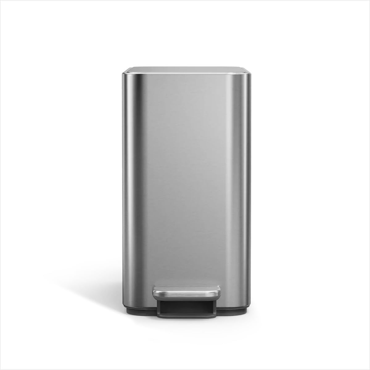 simplehuman Slim Step Can, 9L / 2.4 Gallon Primary Bathroom Trash Can, Liner Pocket®, Sleek Internal Hinge, 150,000-Step All-Steel Pedal, Lid Shox® Silent Close, Brushed Stainless Steel