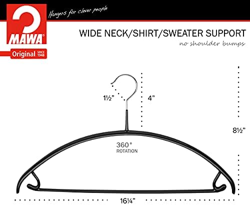 Mawa by Reston Lloyd Non Slip Metal Clothing Hanger, Smooth Shoulder Support ...