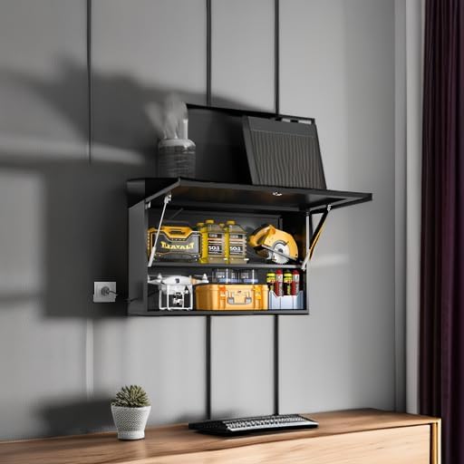 Garage Wall Cabinet, Metal Tool Cabinet with Lock&Adjustable Shelf