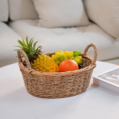Natural Wicker Seagrass Woven Storage Baskets Set of 3, Oval
