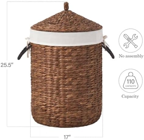 Handwoven Wicker Laundry Basket with Handles 90L (Espresso)