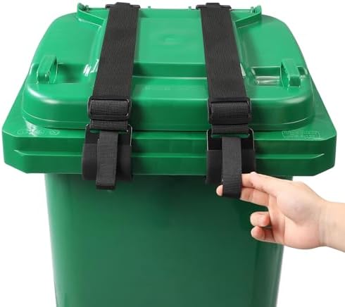 2 Pcs Trash Can Lock for Animals Secure Garbage Can Lid Straps Adjustable Heavy Duty Outdoor Bins, Bear/Raccoon/Dog Proof