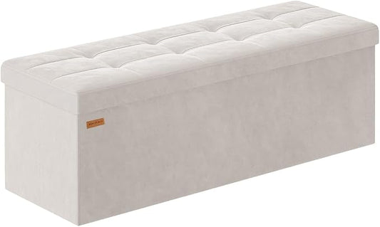 Folding Storage Ottoman, Velvet Storage Bench, Removable Divider, by Liveinacomfortablehome