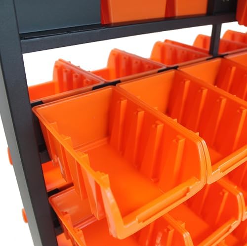 TRINITY Rolling Storage Bin Rack & Parts Organizer, 7-Tier Dual-Sided Bin...