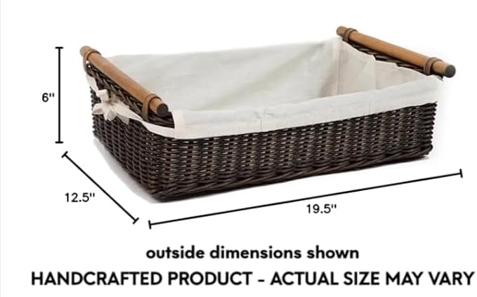 The Basket Lady Low Pole Handle Wicker Storage Basket, 19.5 in L x 12.5 in W x - Image 5