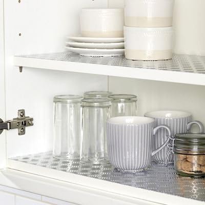 Lakeland Self Adhesive Easy Clean Metallic Shelf Liner Cut to Fit (45cm x 1.5...
