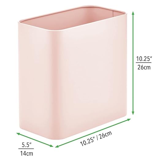 mDesign Metal Wastepaper Bin — Compact Rectangular Bathroom Bin — Rubbish Basket - Image 3