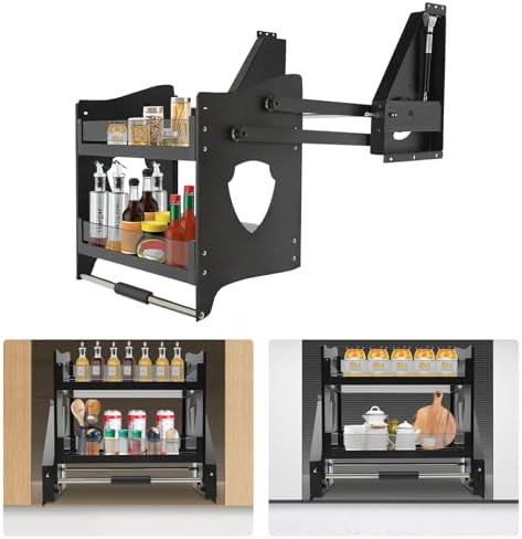 Pull Down Cabinet Organizer, 24 inch Kitchen Wall Cabinet Storage Organizer, ...