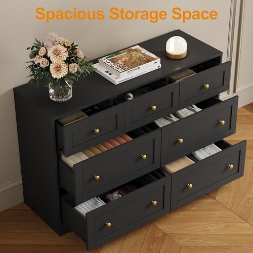RoyalCraft 7 Drawer Dresser, Black Dresser for Bedroom, Wood Chest of Drawers...