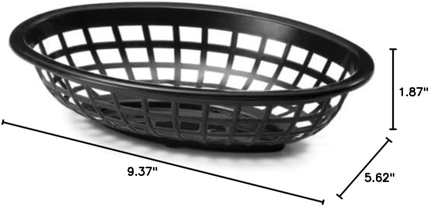 TrueCraftware-9-3/8" x 5-5/8" Oval Fast Food Baskets Black Set of 3...