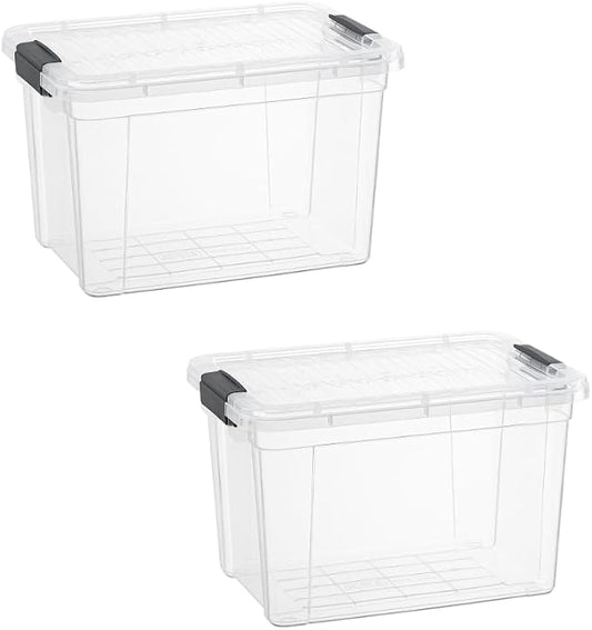 Superio Storage Bins with Lids- 2 Pack, 2.5 Qt Clear Boxes by Superio